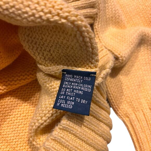 Vintage Polo Ralph Lauren Sweater Mens XL Yellow Crew Neck Knit Pima Cotton 90s - Picture 6 of 6